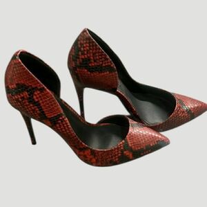 Aqua "DION" Red & Black Snakeskin Print Stilleto Pump, Size 7M, NIB
